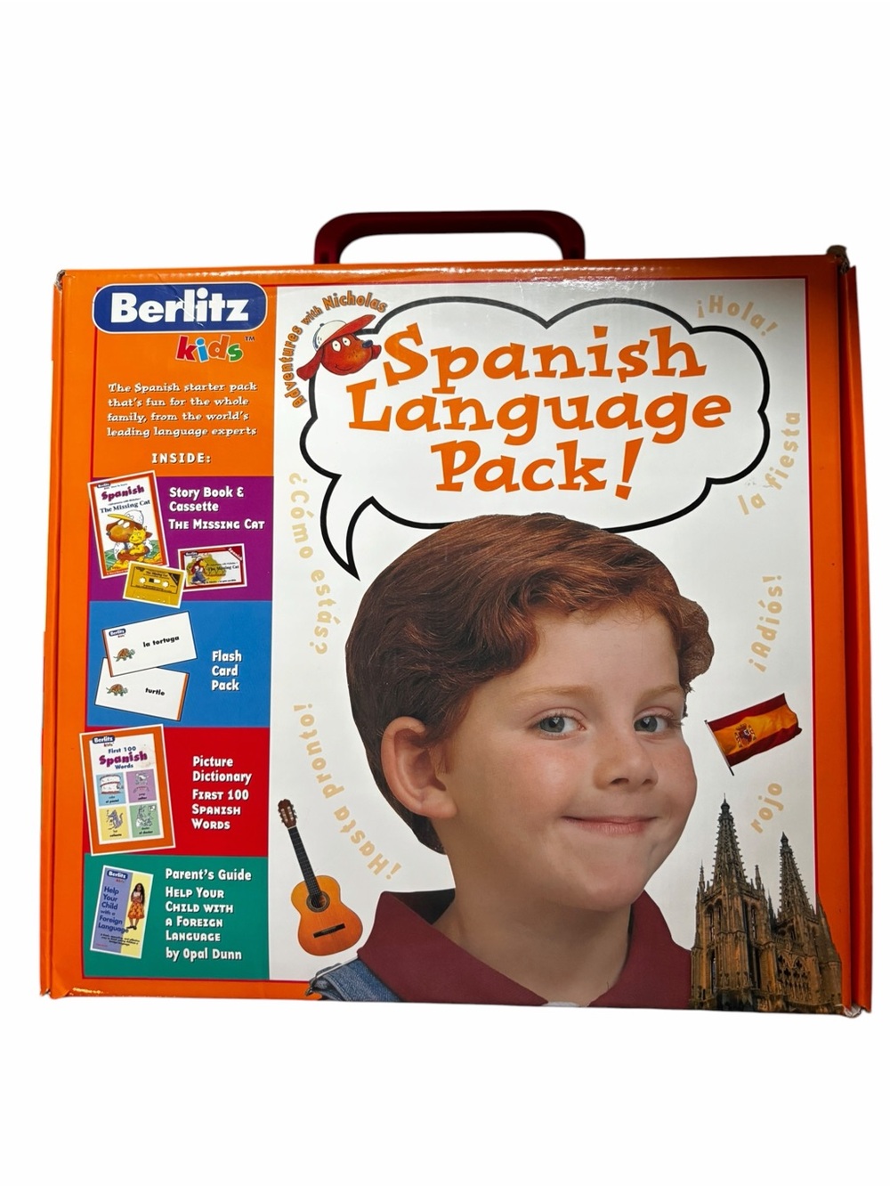Vintage 1998 Berlitz Kids Spanish Language Pack Cassette Books Flash Cards